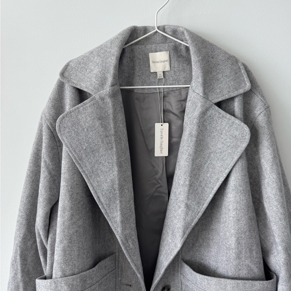 FAVORITE DAUGHTER Grey Herringbone Nico Bomber Jacket - Picture 8 of 16